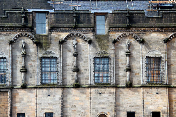 Grotesque figures on Prince's Walk of Palace at Stirling Castle. Stirling, Scotland.