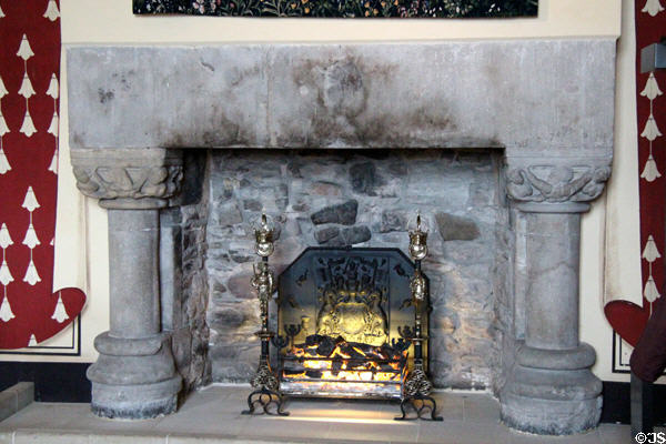 Fireplace in Queen's Inner Hall recreated in Palace of Stirling Castle. Stirling, Scotland.