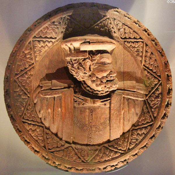 John Stewart, Duke of Albany? (Regent of Scotland 1514-24) replica carving in Stirling Castle Palace gallery. Stirling, Scotland.