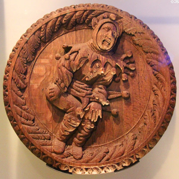 Court jester ring replica carving in Stirling Castle Palace gallery. Stirling, Scotland.