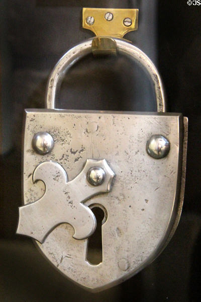 Padlock once used to lock the entrance door of Stirling Castle in Regimental Museum. Stirling, Scotland.