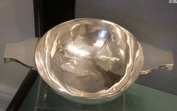 Silver quaich at Stirling Castle Regimental Museum. Stirling, Scotland.
