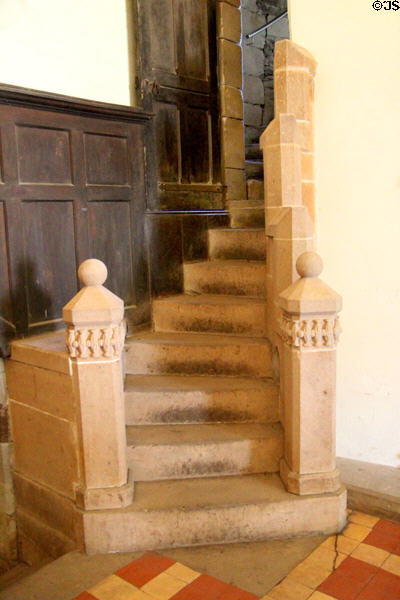 Stairs to upper level of Lord's tower at Doune Castle. Doune, Scotland.