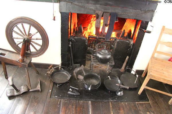 Upstairs fireplace in room where Carnegie was born at Andrew Carnegie Birthplace Cottage. Dunfermline, Scotland.