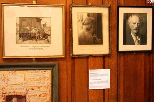 Photos of famous friends of Carnegie at Andrew Carnegie Birthplace Museum. Dunfermline, Scotland.