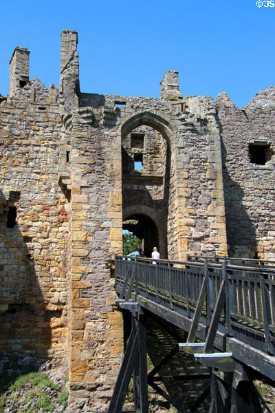 Entry bridge at Dirleton Castle. Dirleton, Scotland.