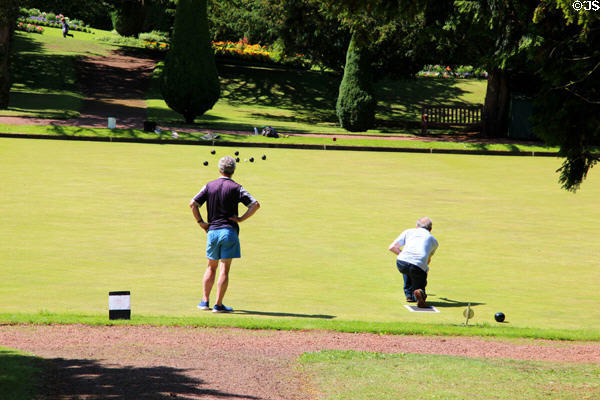 Lawn bowling at Dirleton Castle. Dirleton, Scotland.