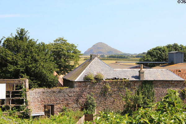 Volcanic core on horizon. Dirleton, Scotland.