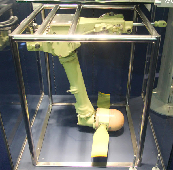 Concorde Ram Air Turbine (RAT) to generate emergency pressure & power for hydraulic controls in case all four engines failed at National Museum of Flight. East Fortune, Scotland.