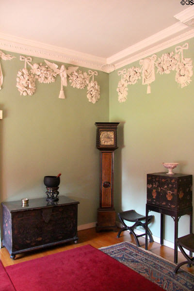 Vestibule with plasterwork (c1742) by Thomas Clayton at Newhailes. Musselburgh, Scotland.