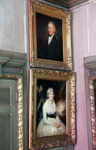 Family portraits in drawing room at Newhailes. Musselburgh, Scotland.