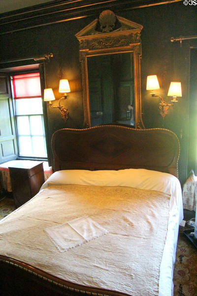 Bed & mirror in Green Bedroom at Newhailes. Musselburgh, Scotland.