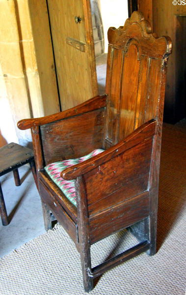 Great chair in High Hall at Culross Palace. Culross, Scotland.