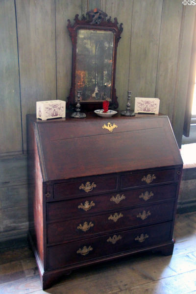 Dropfront desk in principal strangers room at Culross Palace. Culross, Scotland.