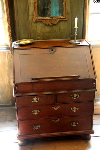 Writing desk with drawers in Lairds room at Culross Palace. Culross, Scotland.