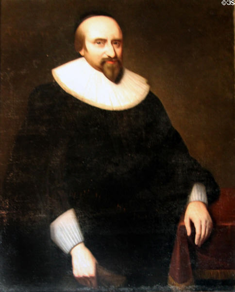 Portrait of Sir George Bruce of Carnock by George Jamesone in painted chamber at Culross Palace at Culross Palace. Culross, Scotland.