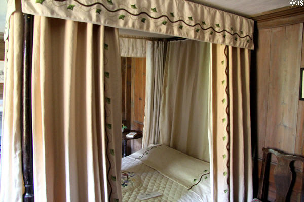Garden room with bed hangings in style of 1725 at Culross Palace. Culross, Scotland.