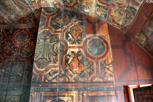 Painted wall details in North building at Culross Palace. Culross, Scotland.