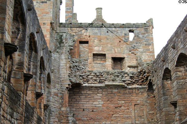Great Hall ruins at Linlithgow Palace. Linlithgow, Scotland.