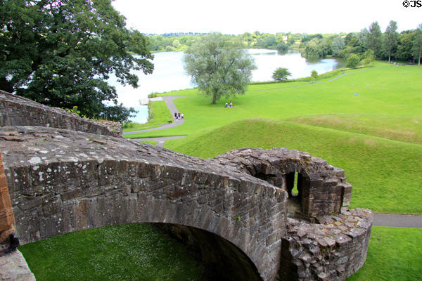 Entrance bridge ruins at Linlithgow Palace. Linlithgow, Scotland.