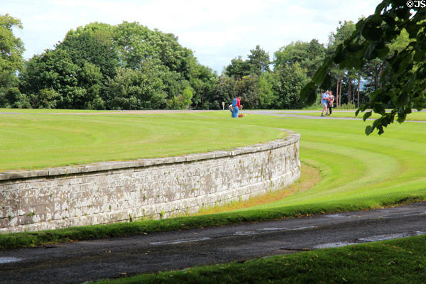 Structure of ha-ha wall by William Adam to keep livestock off main lawn at Hopetoun House. Queensferry, Scotland.