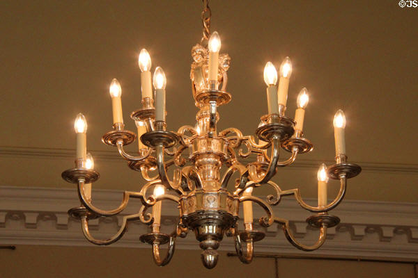 Gilded chandelier in the Hall at Hopetoun House. Queensferry, Scotland.