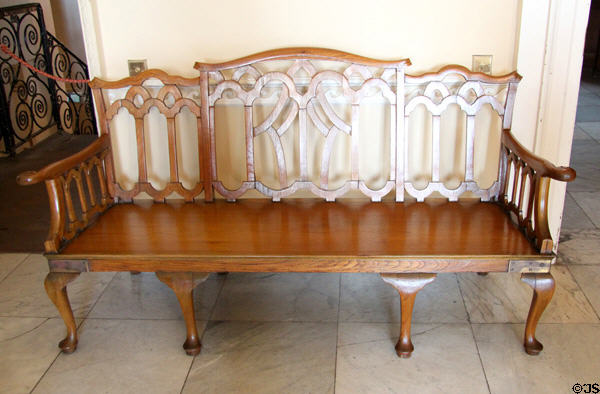 Neoclassical style bench in the Hall at Hopetoun House. Queensferry, Scotland.