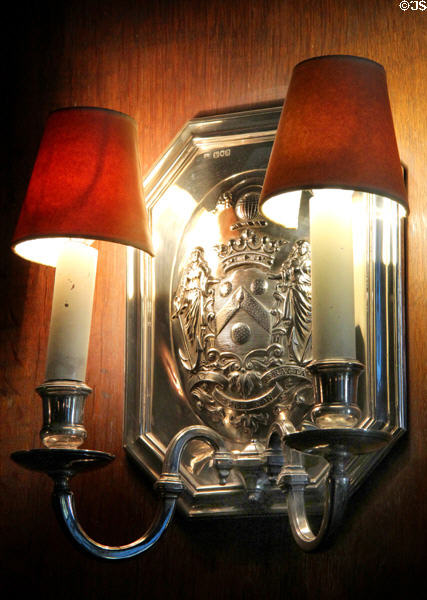 Silver wall sconces (1903) by Garrard in Garden Room at Hopetoun House. Queensferry, Scotland.