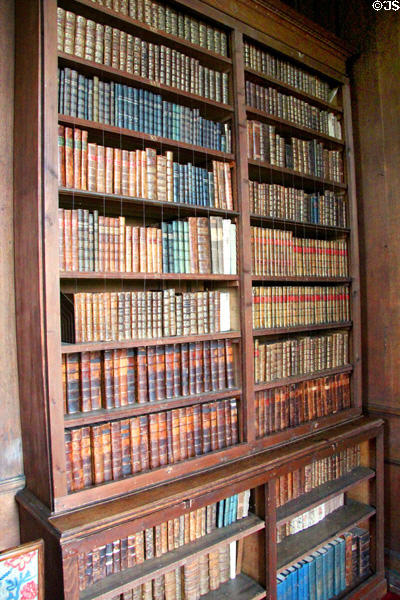 Shelves housing books collected by family in Small Library at Hopetoun House. Queensferry, Scotland.