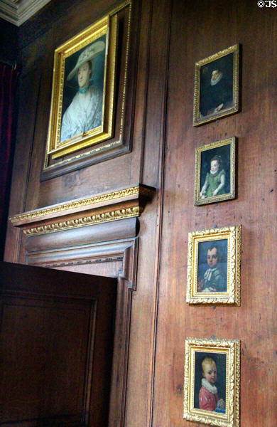 Jane, Countess of Hopetoun (1726-67) by Katherine Read plus other portraits in Small Library at Hopetoun House. Queensferry, Scotland.