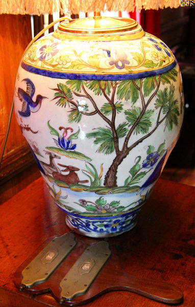 Oriental procelain lamp base in Large Library at Hopetoun House. Queensferry, Scotland.