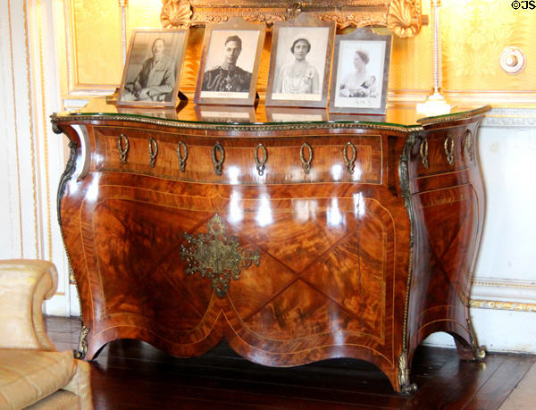 One of pair of commodes (c1768) supplied by James Cullen in Yellow Drawing Room at Hopetoun House. Queensferry, Scotland.