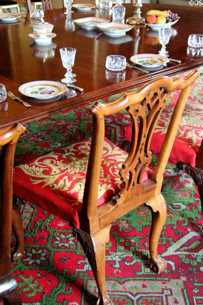 Mahogany dining chair (18thC) by James Cullen in State Dining Room at Hopetoun House. Queensferry, Scotland.