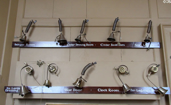 Call bells in the servants' area at Hopetoun House. Queensferry, Scotland.