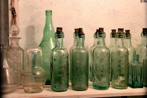 Vintage bottles in service area at Hopetoun House. Queensferry, Scotland.