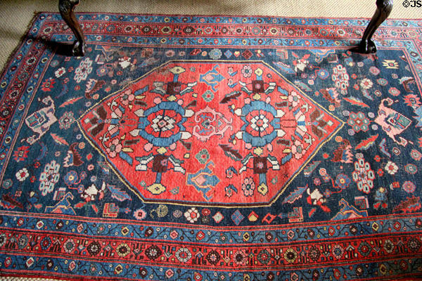 Oriental carpet in West Wainscot Bedchamber at Hopetoun House. Queensferry, Scotland.