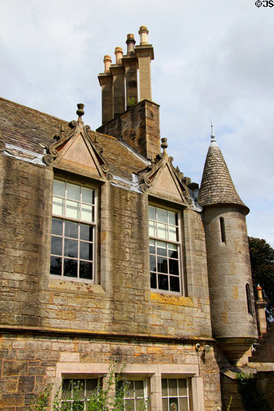Extension with decorative elements at Lauriston Castle. Edinburgh, Scotland.