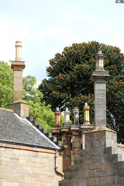 Chimneys on 19thC extension at Lauriston Castle. Edinburgh, Scotland.
