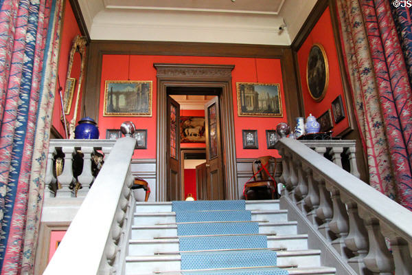 Main entrance staircase at Lauriston Castle. Edinburgh, Scotland.
