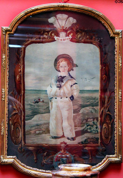 Image of child in German sailor's garb in Reception Hall at Lauriston Castle. Edinburgh, Scotland.