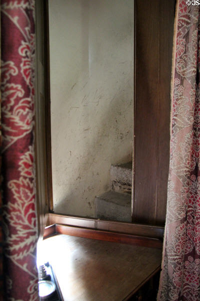 Laird's Lug, a secret staircase, traditionally used by the laird for eavesdropping on his guests, at Lauriston Castle. Edinburgh, Scotland.