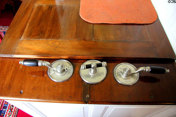 Edwardian tub valves at Lauriston Castle. Edinburgh, Scotland.