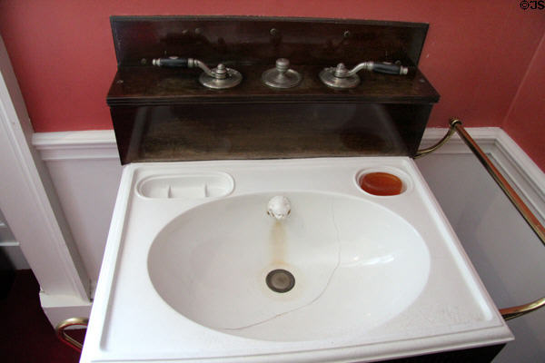 Sink in Edwardian bathroom at Lauriston Castle. Edinburgh, Scotland.