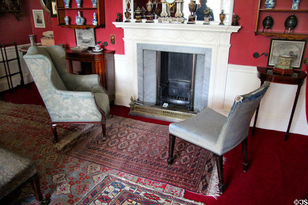 Fireplace in main bedroom at Lauriston Castle. Edinburgh, Scotland.