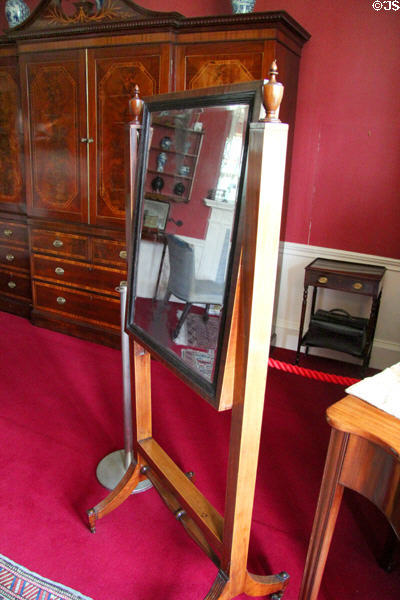 Cheval mirror in main bedroom at Lauriston Castle. Edinburgh, Scotland.