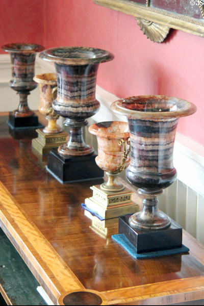 Display of Blue John stone in sitting room at Lauriston Castle. Edinburgh, Scotland.