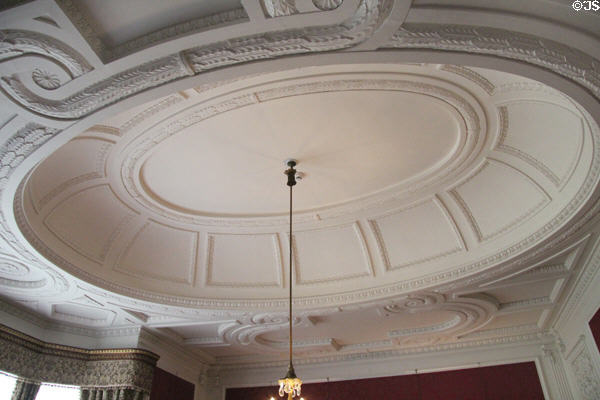 Plaster ceiling in withdrawing room at Lauriston Castle. Edinburgh, Scotland.