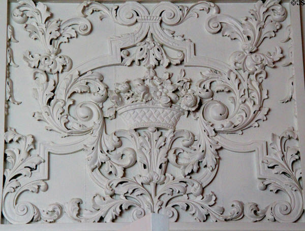 Decorative plaster element in withdrawing room at Lauriston Castle. Edinburgh, Scotland.