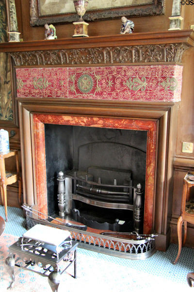 Fireplace in dining room at Lauriston Castle. Edinburgh, Scotland.