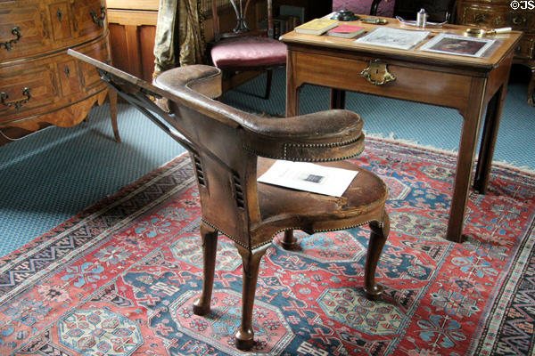 Reversible reading chair in library at Lauriston Castle. Edinburgh, Scotland.